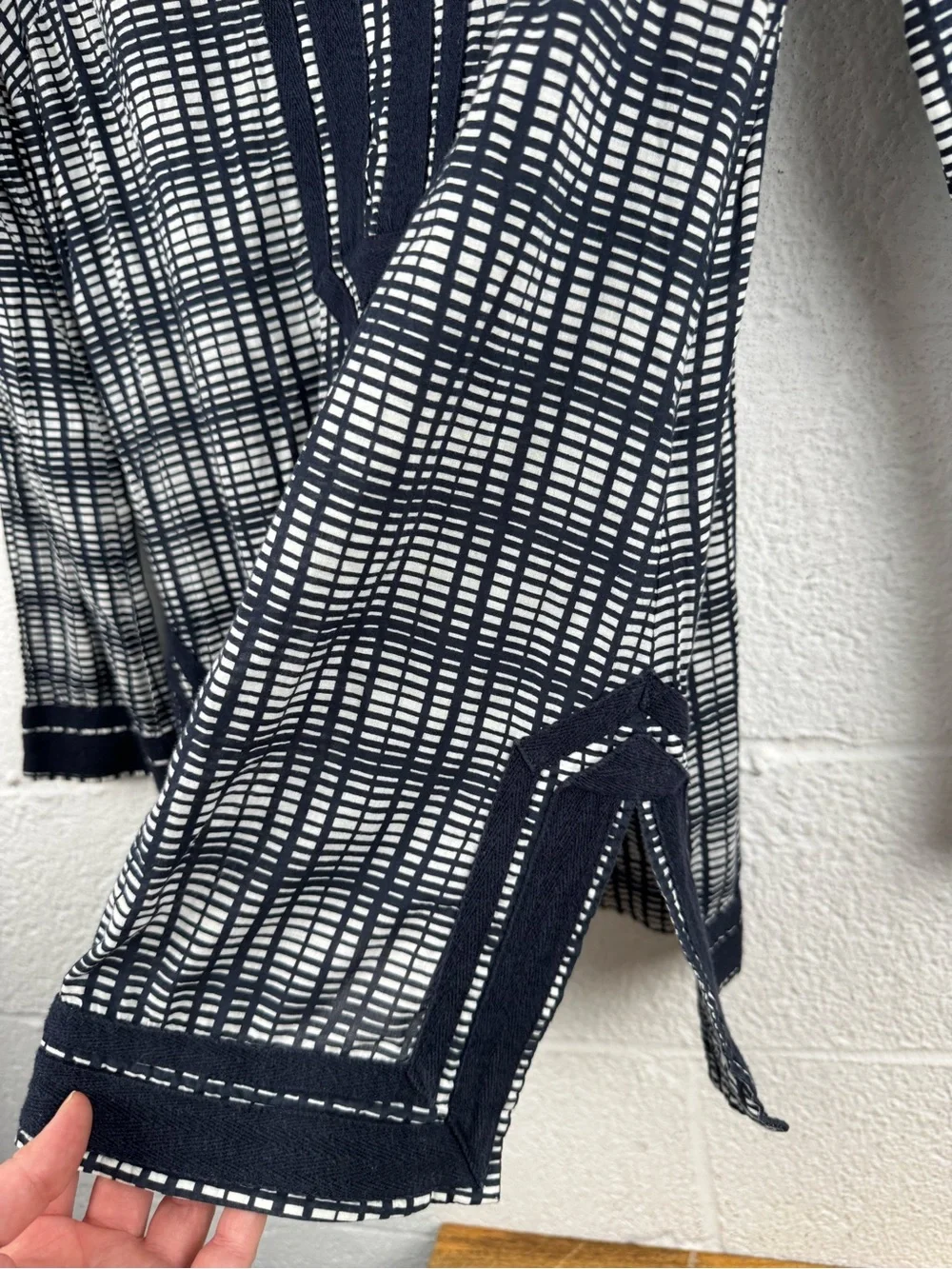 Tory Burch Navy & White Printed Cotton Tunic Blouse Size 2